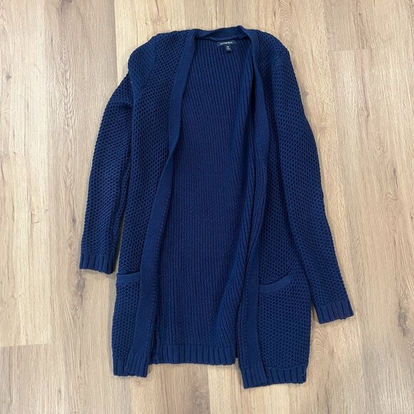 Lends End Blue Knit Cardigan Long Sweater Size XS - Picture 3 of 5